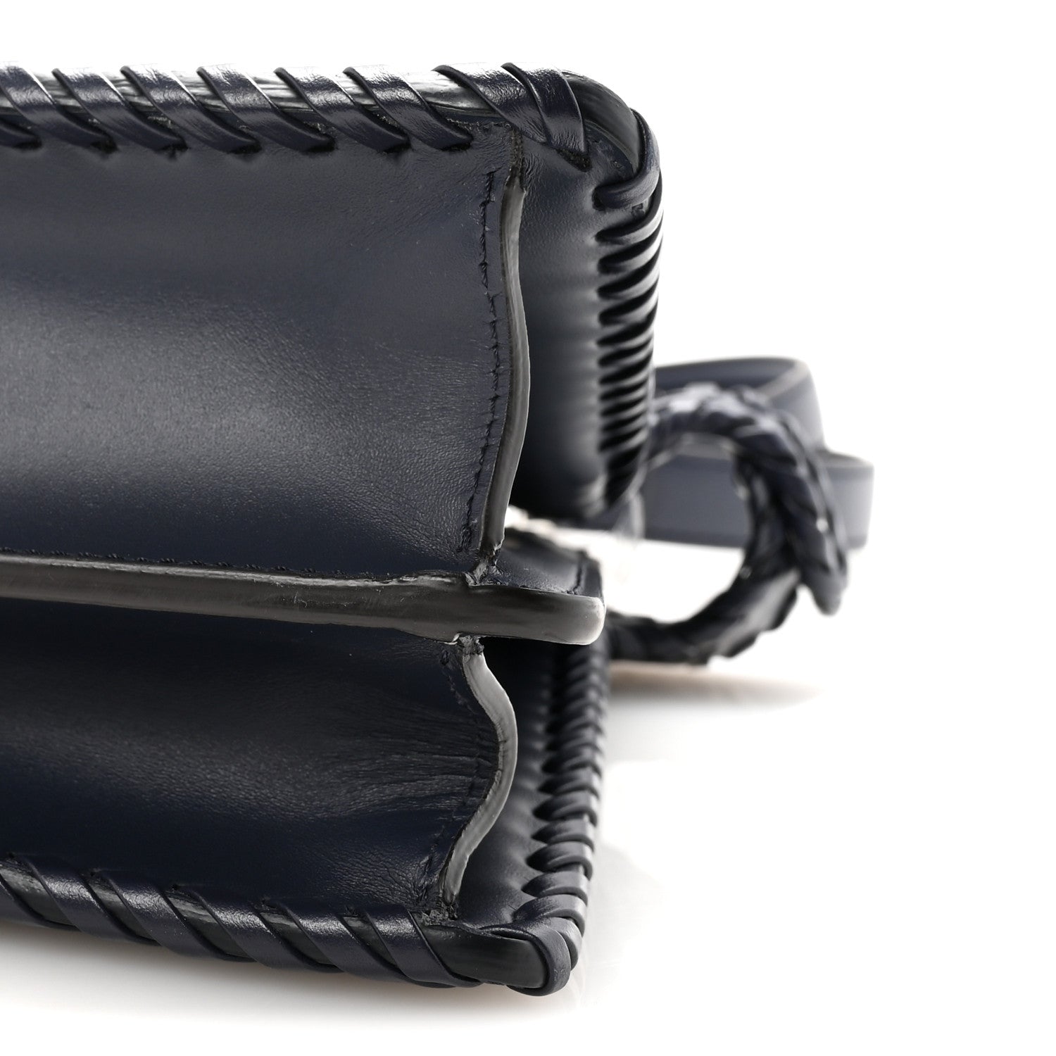 Fendi Vitello King Shiny Nappa Intreccio Petite Peekaboo I SEE U Satchel Midnight 9 of 9
