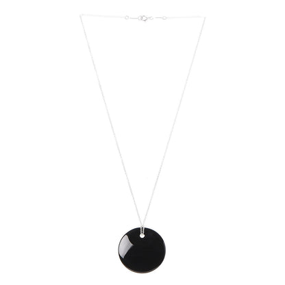 Tiffany Sterling Silver Black Jade Elsa Peretti Disc Pendant Necklace 3 of 9