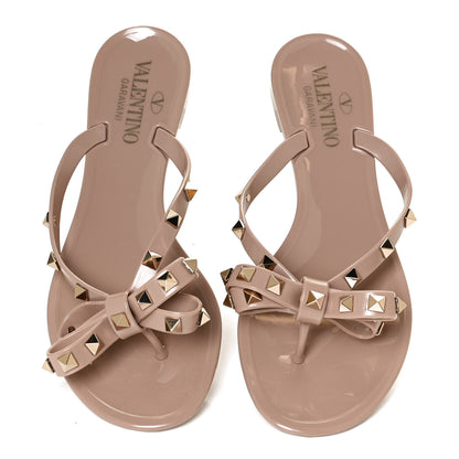 Valentino Garavani PVC Jelly Rockstud Bow Thong Sandals 36 Poudre 5 of 11
