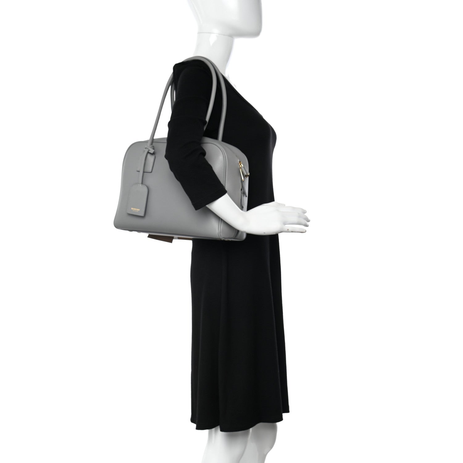 Burberry Soft Grain Calfskin Half Cube Bag Bright Cloud Grey 2 of 11