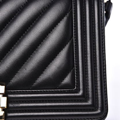Chanel Calfskin Chevron Quilted Medium Boy Flap Black 10 of 14