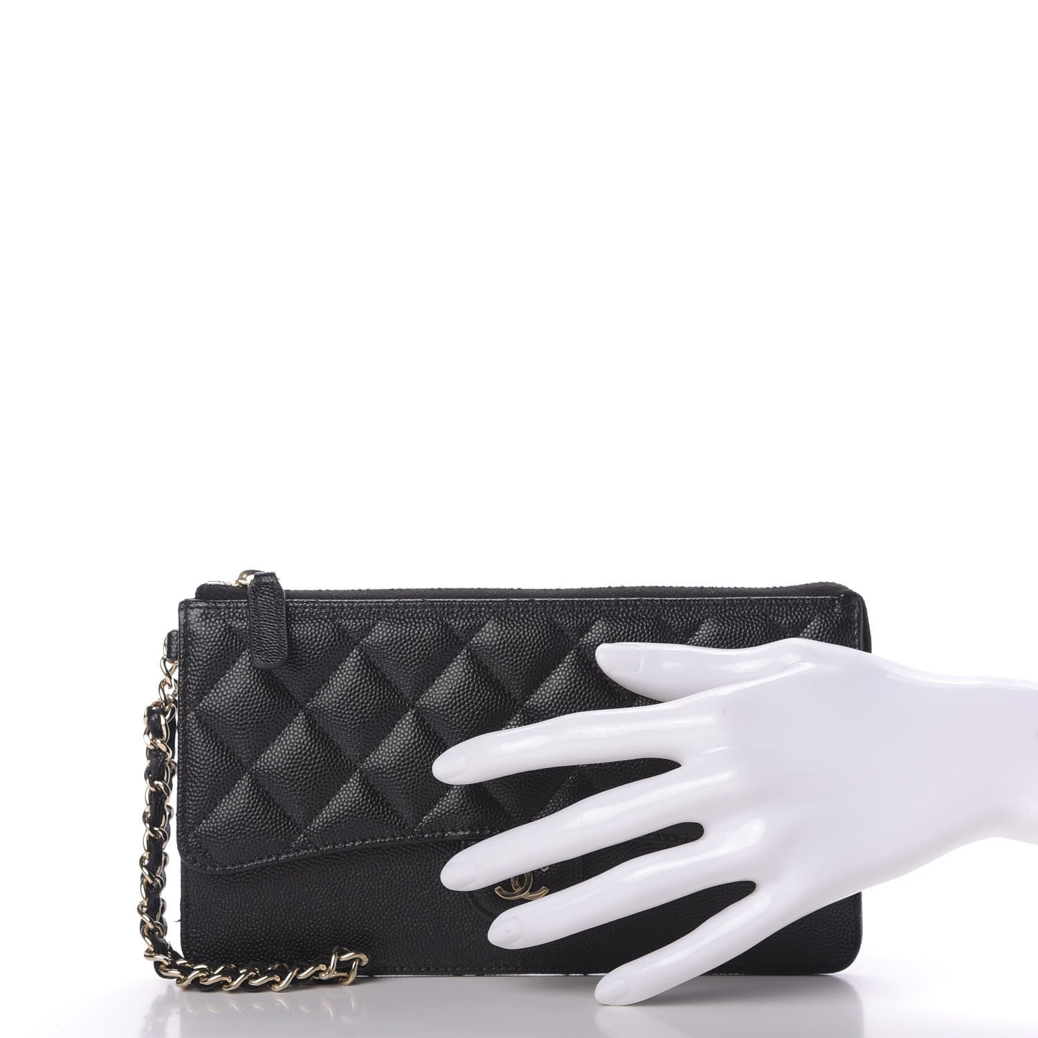 Chanel Caviar Quilted Classic Pouch With Handle Black 2 of 10