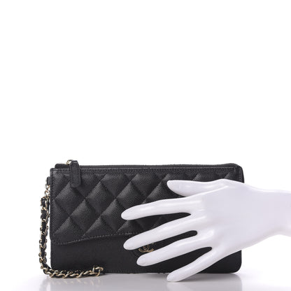 Chanel Caviar Quilted Classic Pouch With Handle Black 2 of 10