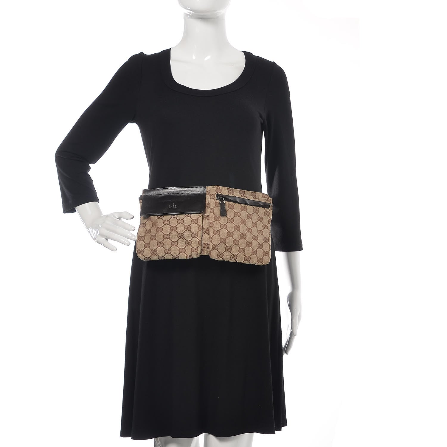 Gucci GG Monogram Double Pocket Belt Bag Dark Brown 2 of 12