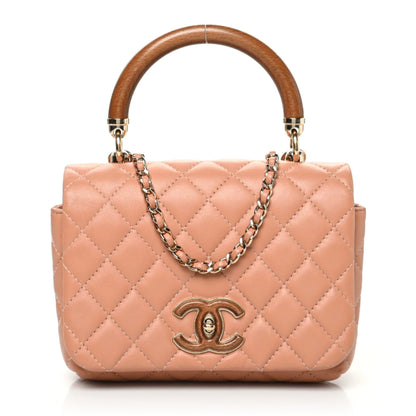 Chanel Lambskin Quilted Wood Mini Coco Handle Flap Beige 1 of 10