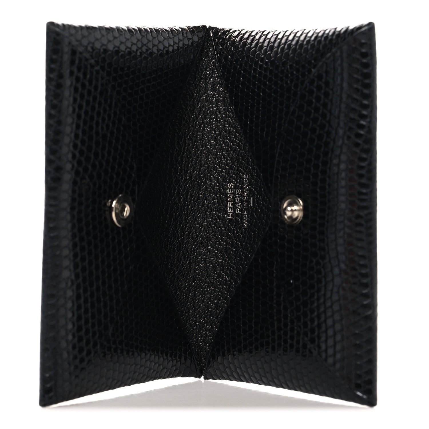 Hermes Lizard Calvi Card Case Black 5 of 7