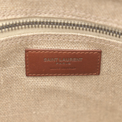 Saint Laurent Linen Calfskin Small Rive Gauche Tote Brown 6 of 13