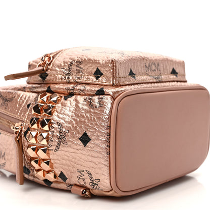 MCM Metallic Visetos Studded X-Mini Bebe Boo Backpack Champagne Gold 7 of 8