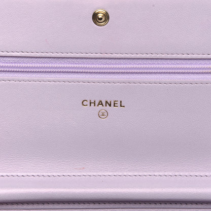 Chanel Patent Calfskin Quilted Boy Wallet On Chain WOC Purple 6 of 14