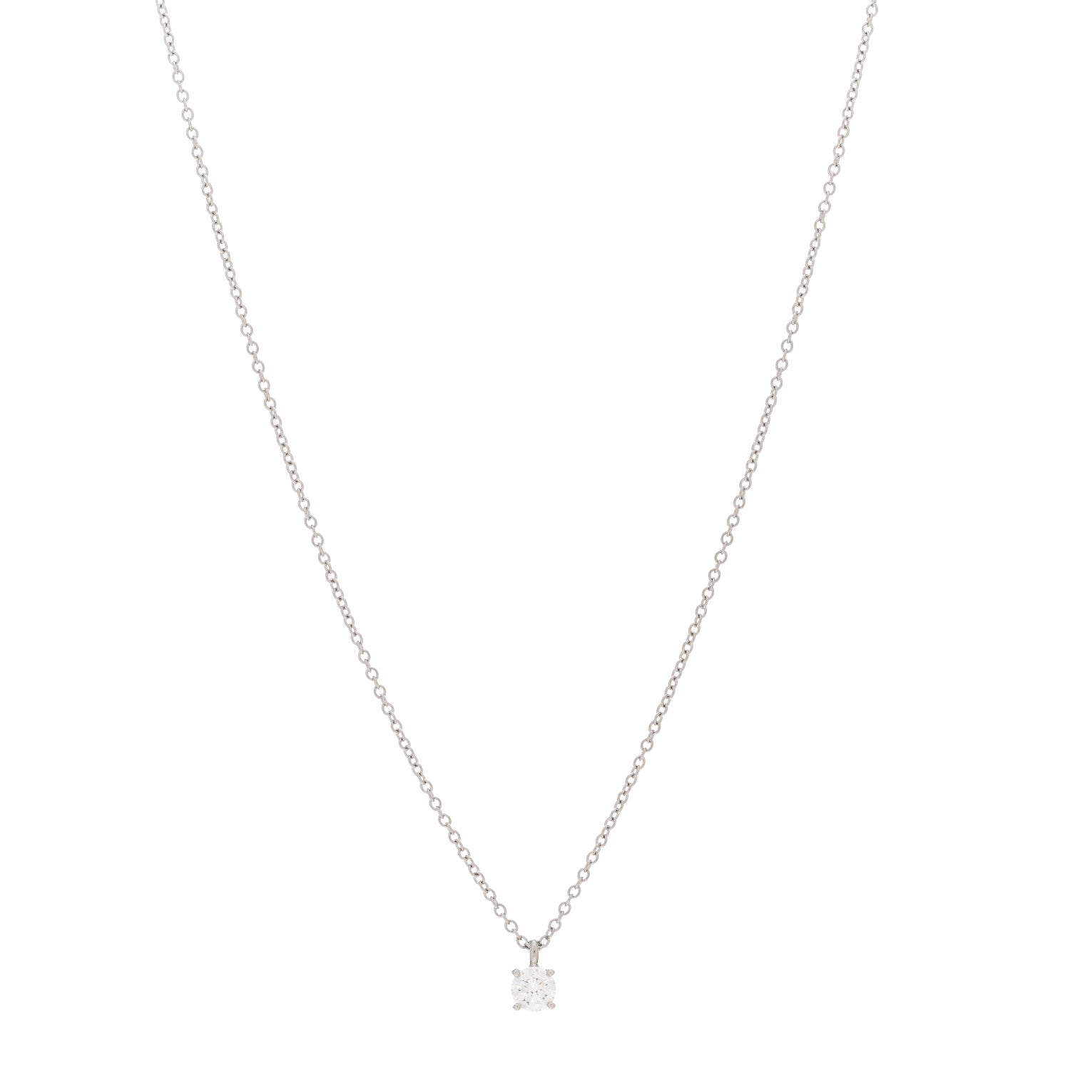 Tiffany Platinum Diamond .25ct Solitaire Pendant Necklace 1 of 4