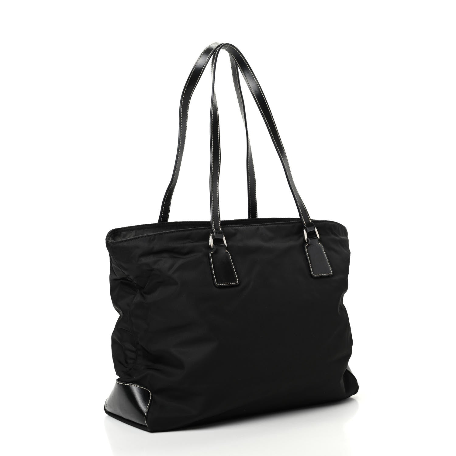 Prada Tessuto Nylon Calfskin Tote Black 3 of 9