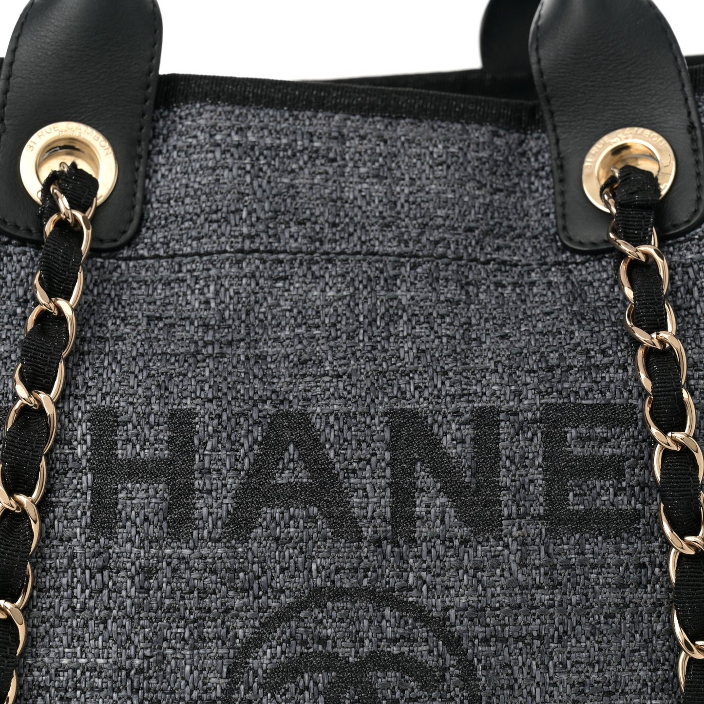 Lurex Boucle Medium Deauville Tote Black