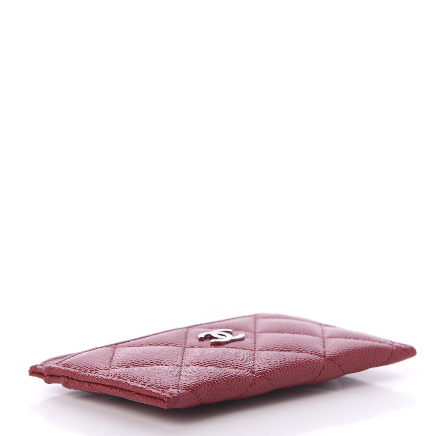 Caviar Quilted Card Holder Dark Red