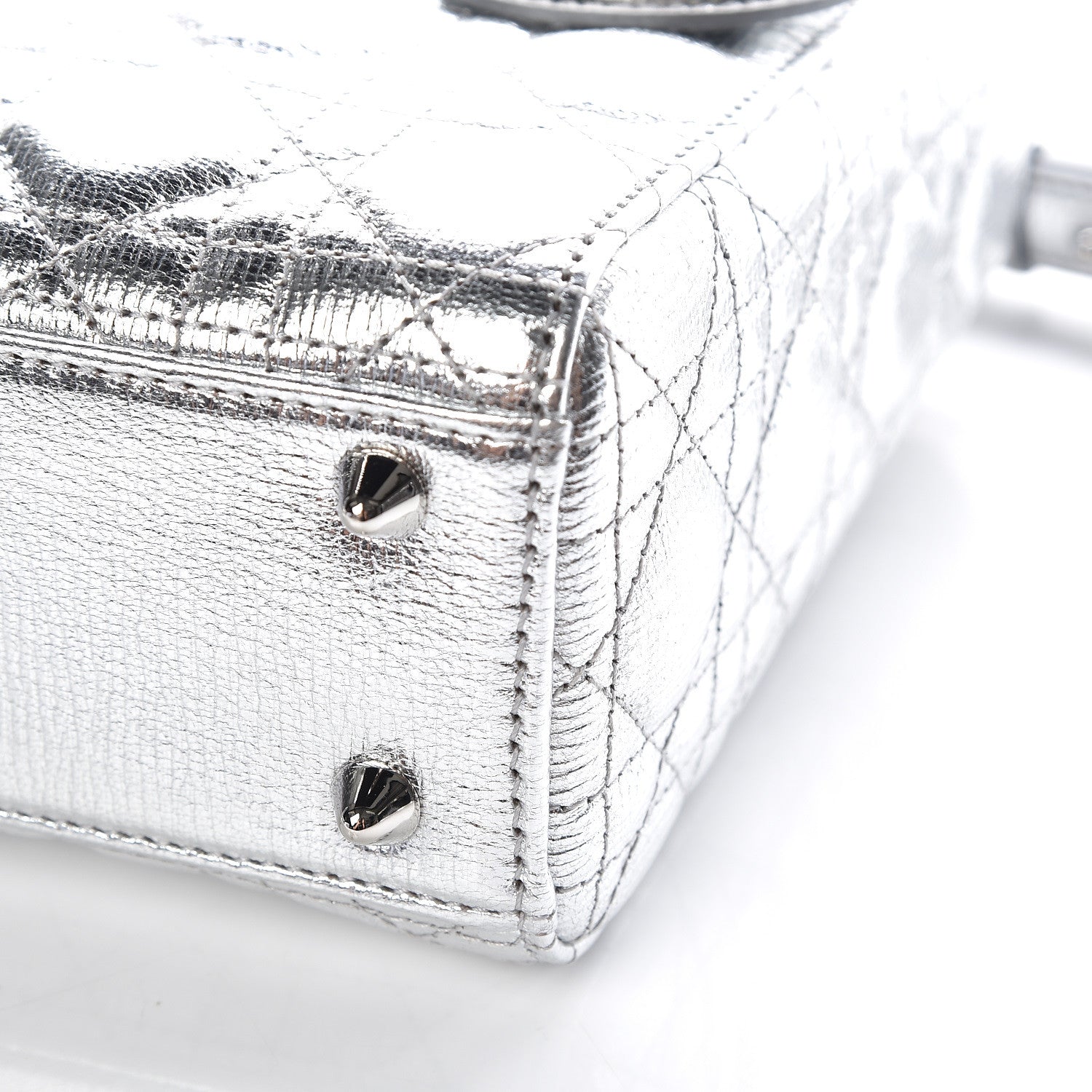 Christian Dior Metallic Grained Calfskin Cannage Small Lucky Badges My Lady Dior Silver 6 of 10