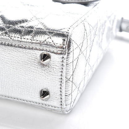 Christian Dior Metallic Grained Calfskin Cannage Small Lucky Badges My Lady Dior Silver 6 of 10