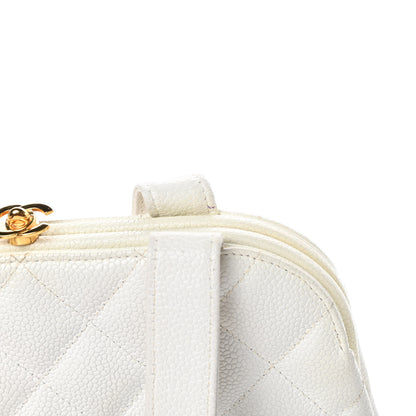 Chanel Caviar Quilted Kisslock Frame Bag White 18 of 18