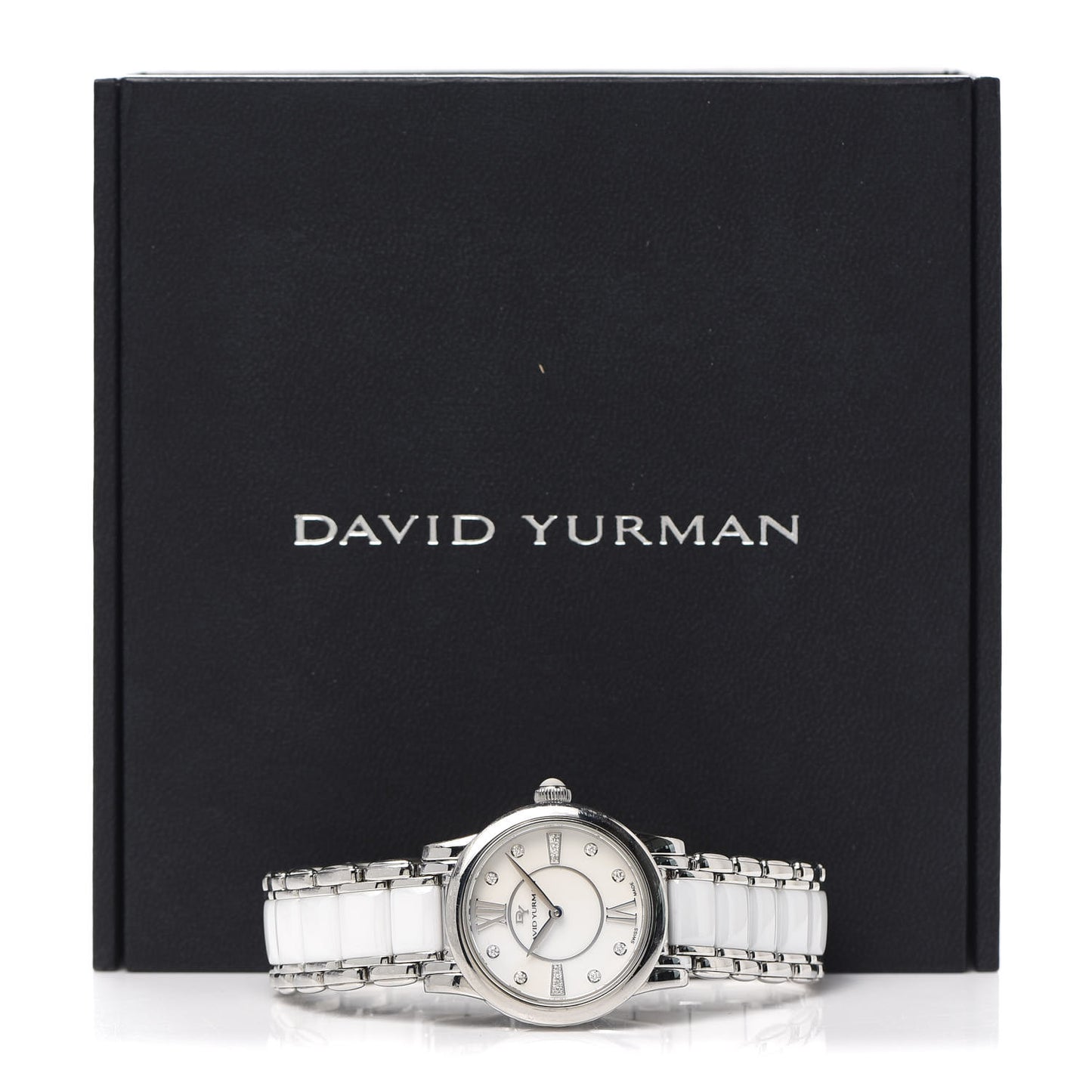 Stainless Steel Ceramic Diamond 30mm Classic Quartz Watch White