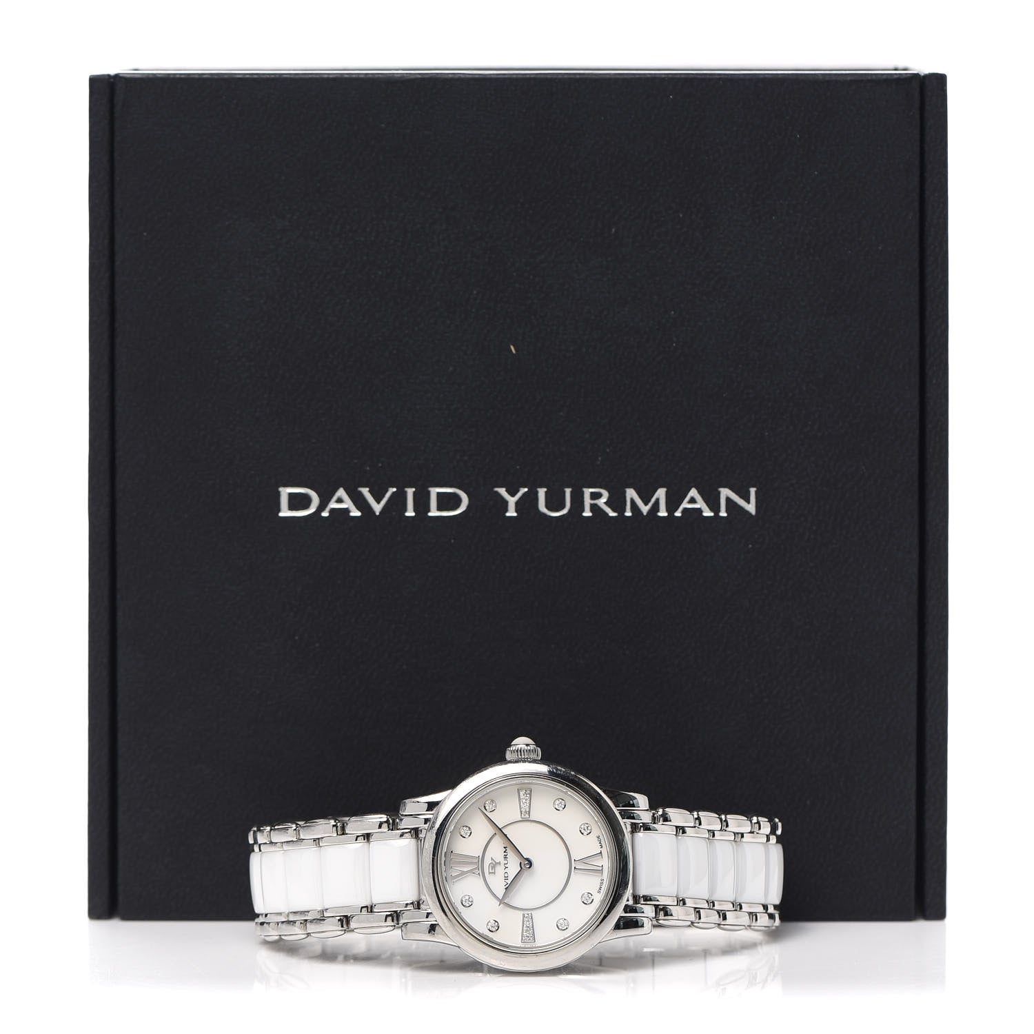 David Yurman Stainless Steel Ceramic Diamond 30mm Classic Quartz Watch White 7 of 7