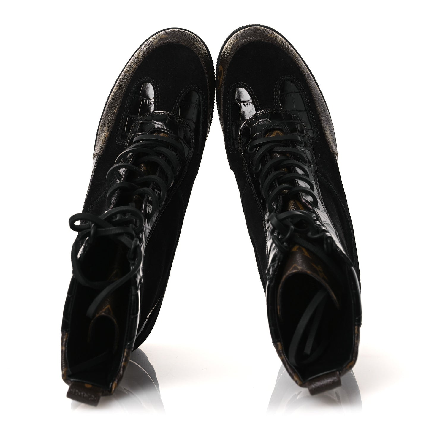 Suede Calfskin Monogram Laureate Platform Desert Boots 40 Black
