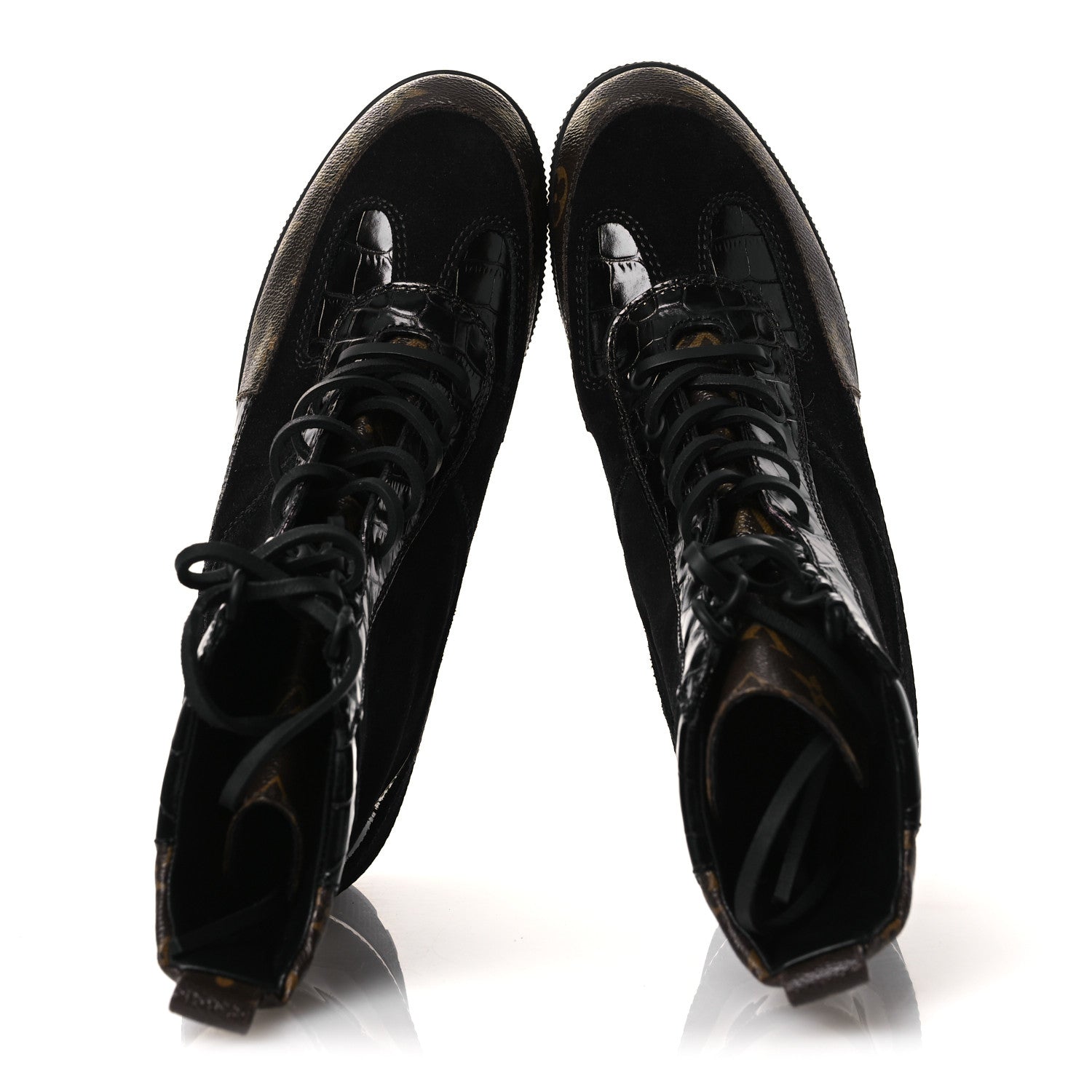 Louis Vuitton Suede Calfskin Monogram Laureate Platform Desert Boots 40 Black 2 of 11