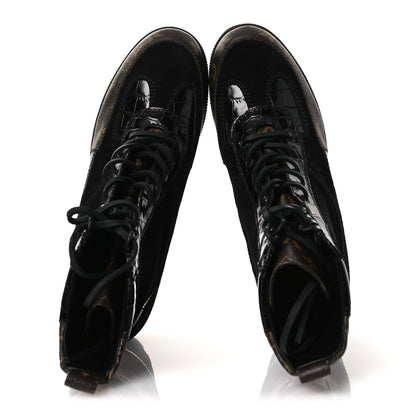 Louis Vuitton Suede Calfskin Monogram Laureate Platform Desert Boots 40 Black 2 of 11