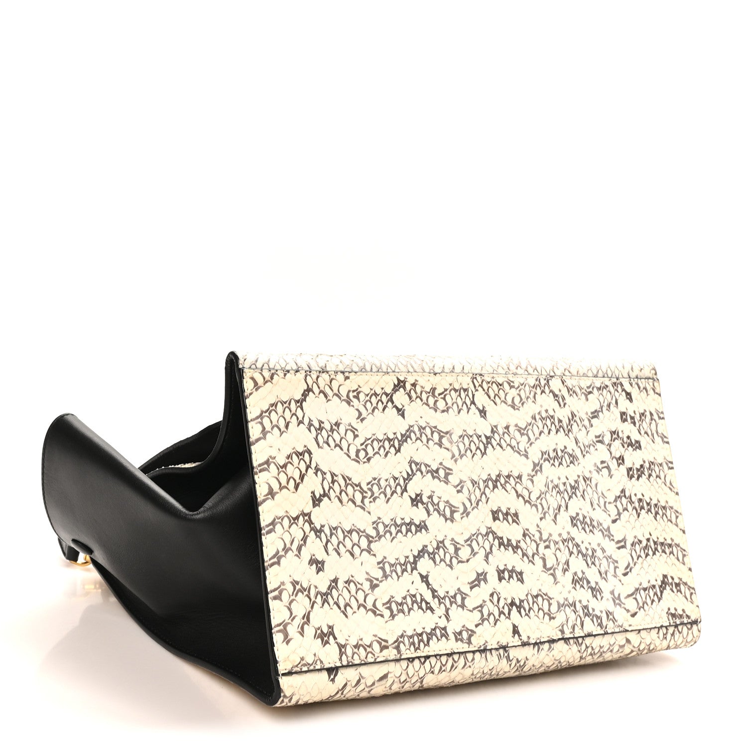 Celine Snakeskin Calfskin Medium Trapeze White Black 4 of 10