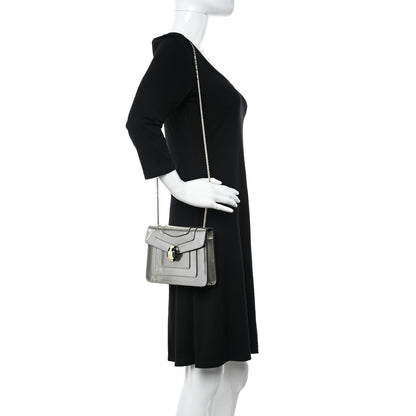 Bulgari Metallic Calfskin Small Serpenti Forever Snake Strap Crossbody Bag Silver 2 of 12