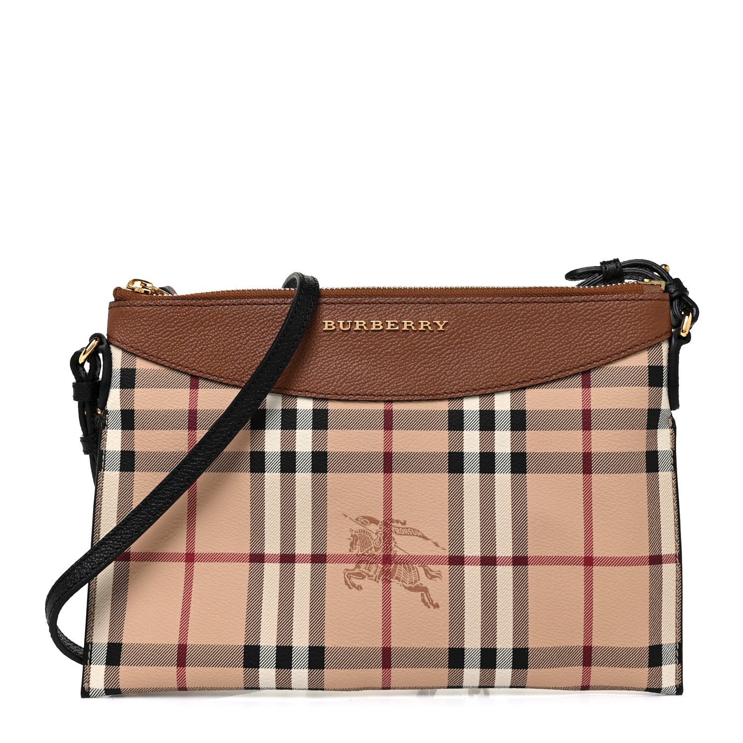 Burberry Haymarket Check Peyton Crossbody Clutch Bag Toffee 1 of 8