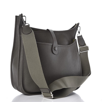 Hermes Taurillon Clemence Evelyne III GM Vert De Gris 3 of 8