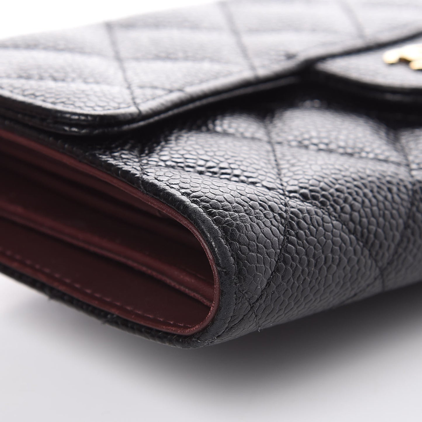 Caviar Quilted Long Flap Wallet Black