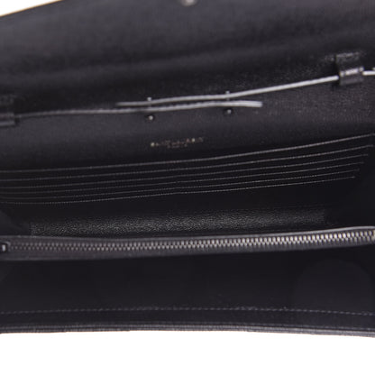 Saint Laurent Grain De Poudre Matelasse Chevron Monogram Chain Wallet Black 5 of 10