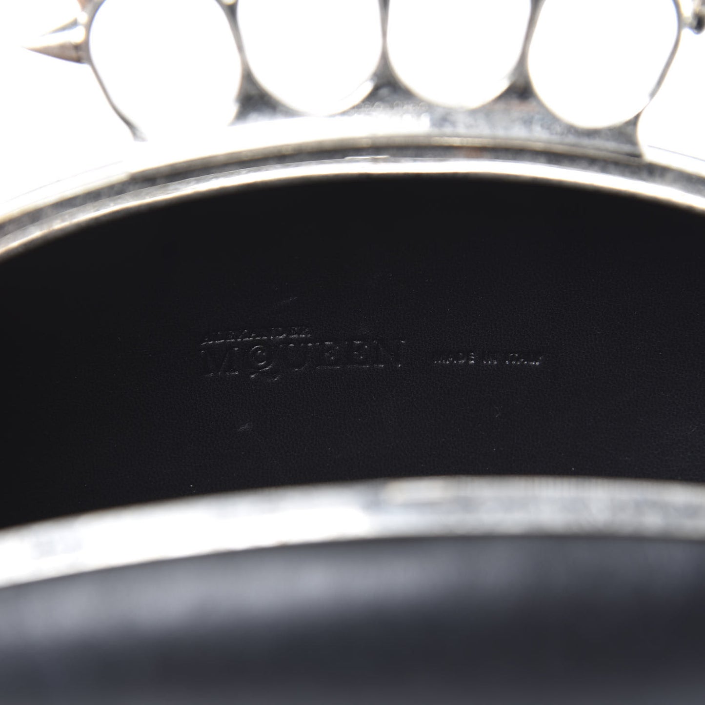 Nappa Skull Knuckle Oval Box Clutch Black