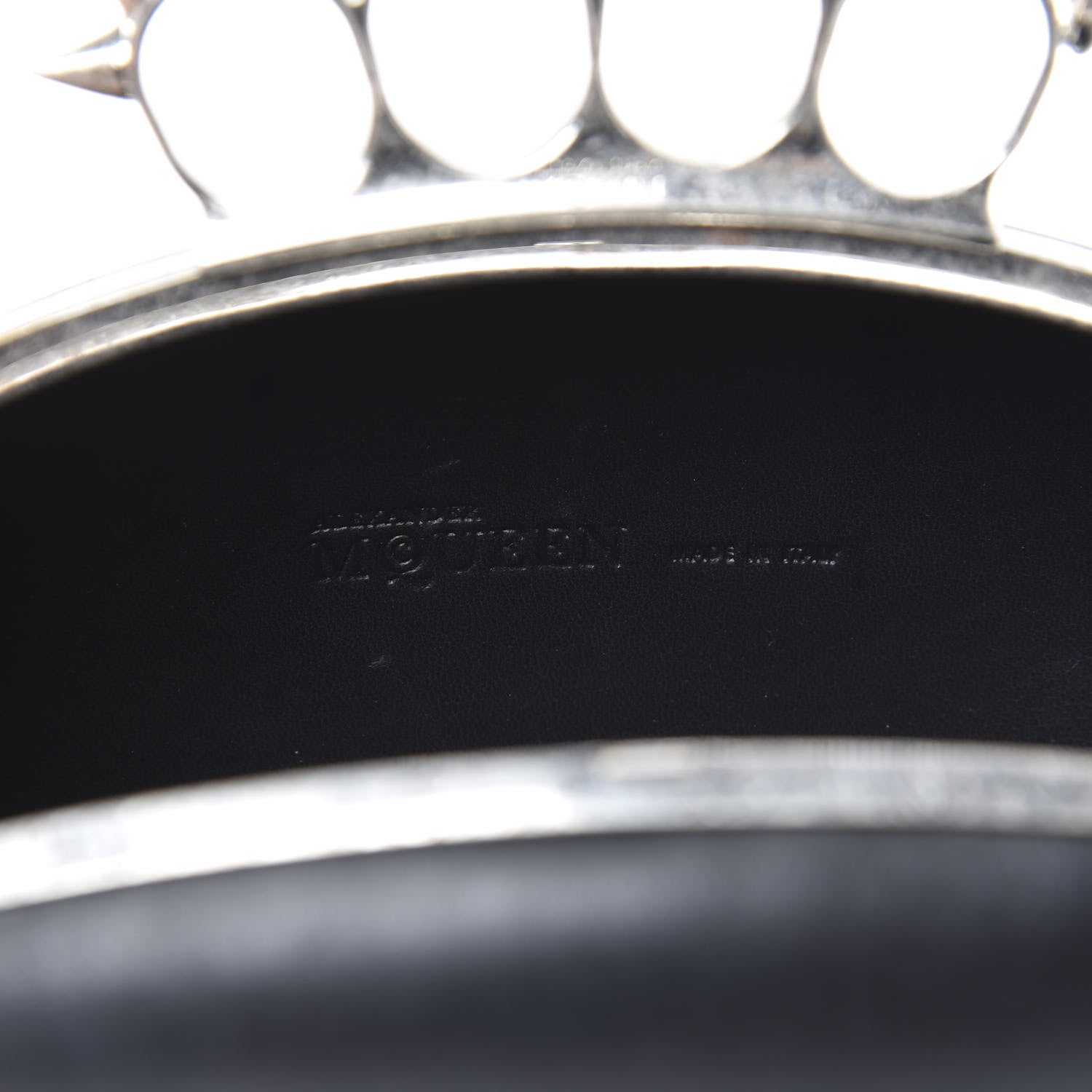 Alexander McQueen Nappa Skull Knuckle Oval Box Clutch Black 6 of 11