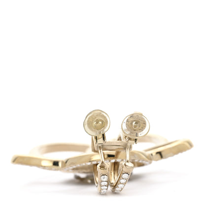 Chanel Resin Crystal CC Camellia Drop Single Clip On Earring Gold Black 3 of 8