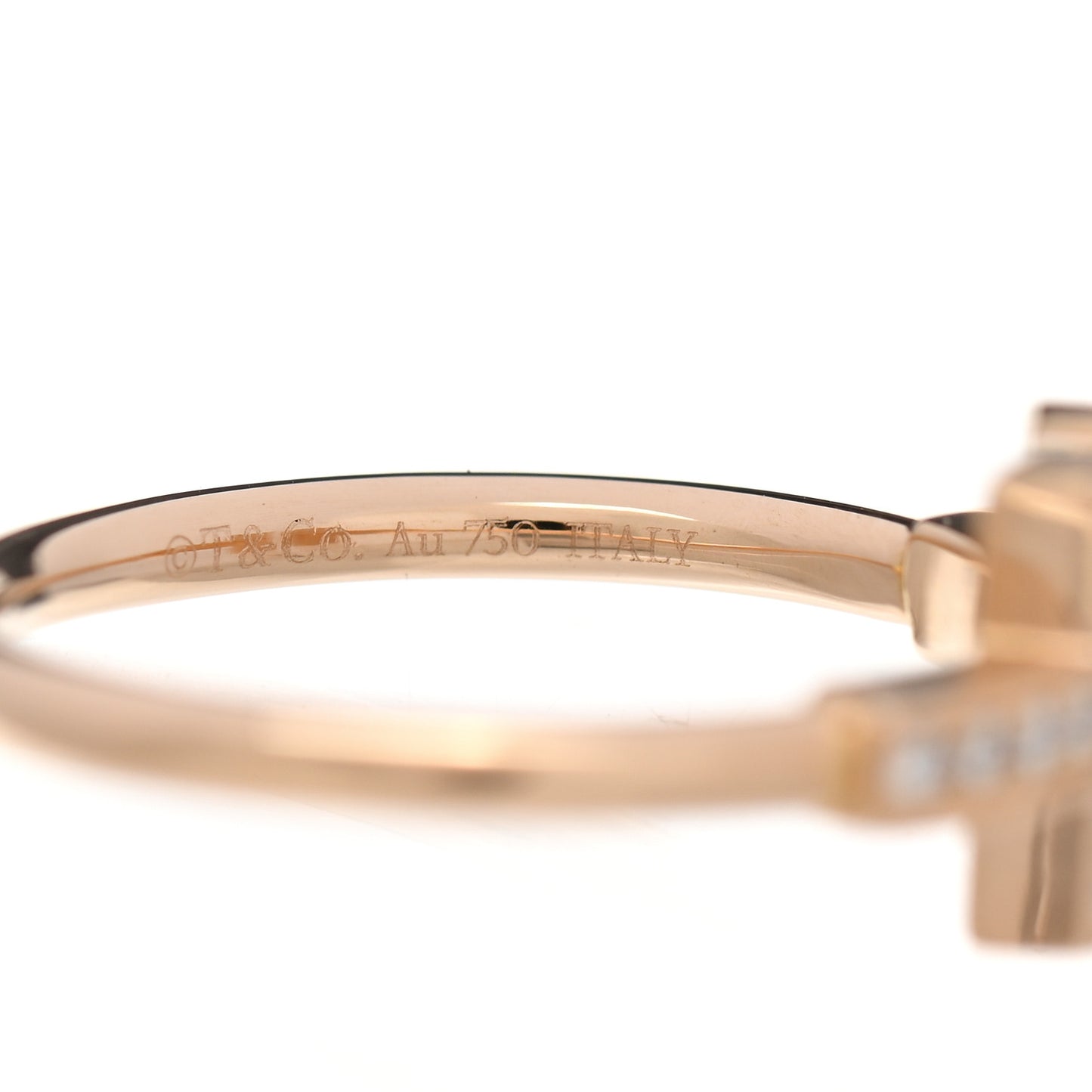 18K Rose Gold Diamond Mother of Pearl T Wire Ring 55 7.25