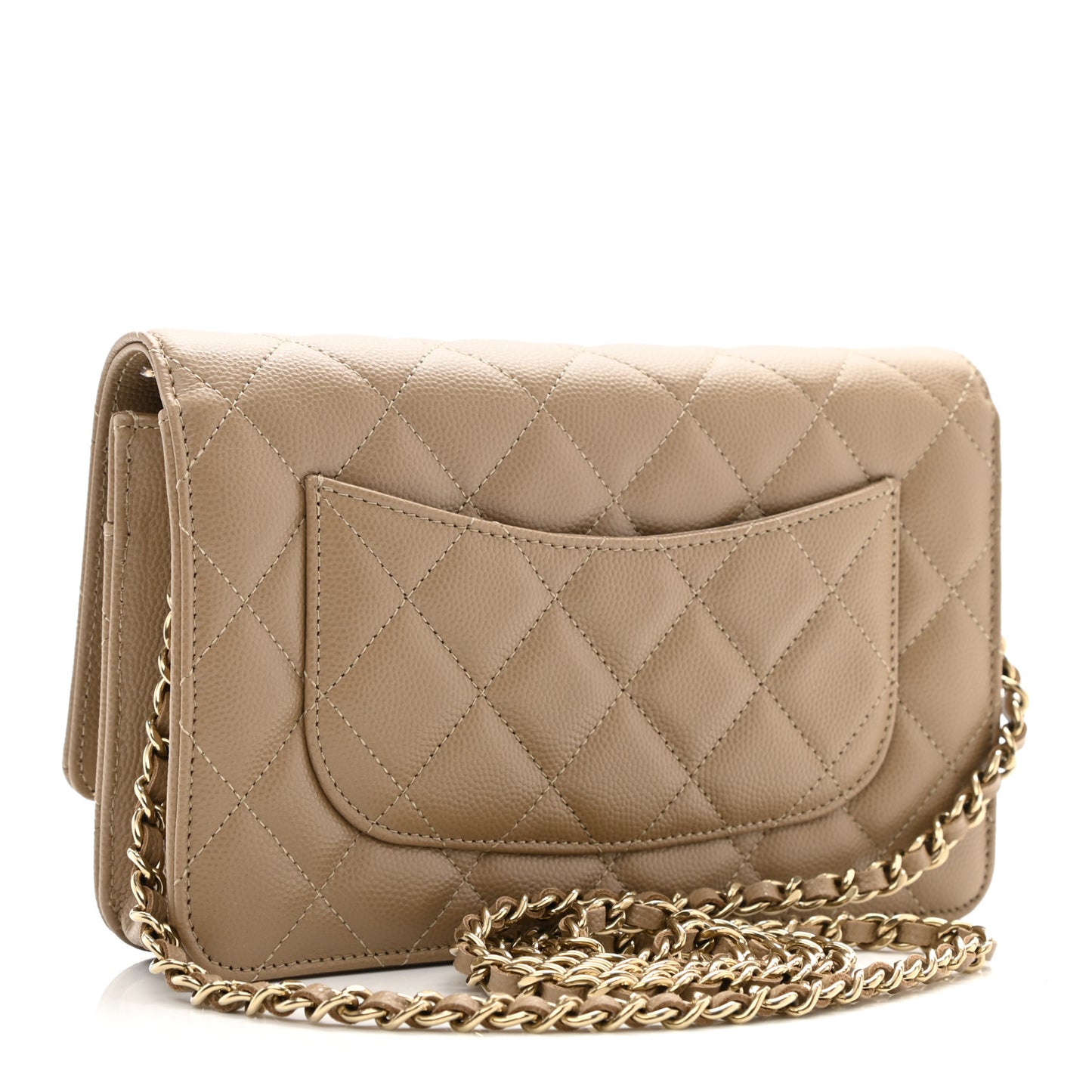 Caviar Quilted Wallet On Chain WOC Beige