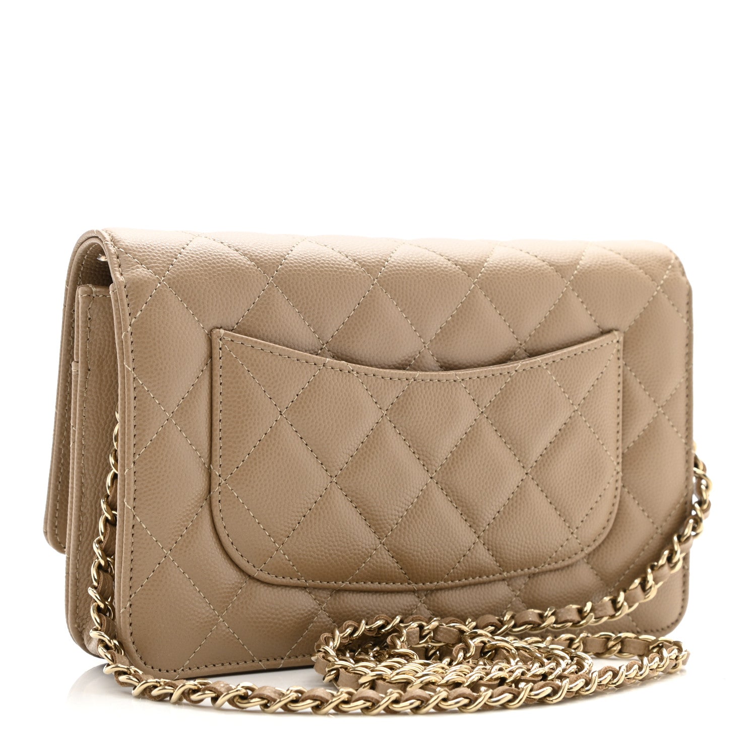Chanel Caviar Quilted Wallet On Chain WOC Beige 3 of 12
