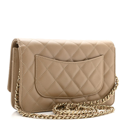 Chanel Caviar Quilted Wallet On Chain WOC Beige 3 of 12