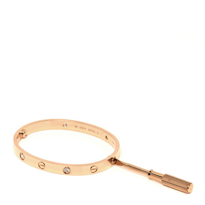 Cartier 18K Pink Gold 4 Diamond LOVE Bracelet 17 5 of 6