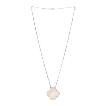 Van Cleef & Arpels 18K White Gold Mother of Pearl Magic Alhambra Pendant Necklace 3 of 5