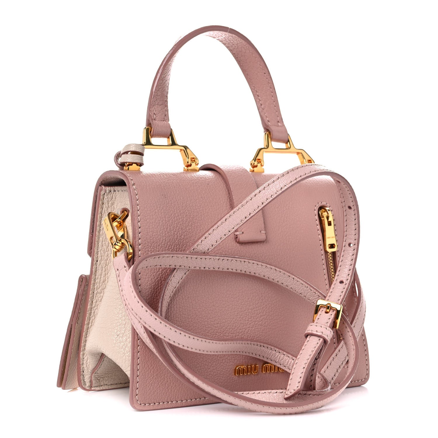 Miu Miu Goatskin Madras Mini Top Handle Bag Orchidea Gemma 3 of 18