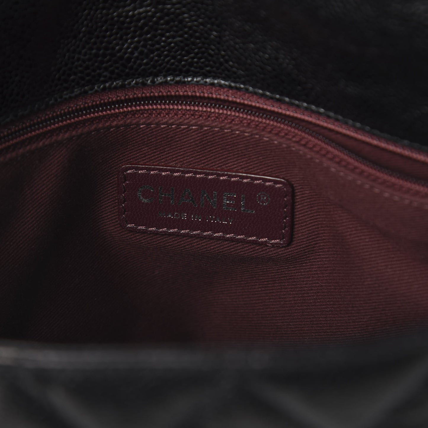 Crumpled Grained Calfskin Jumbo CC Crave Flap Black