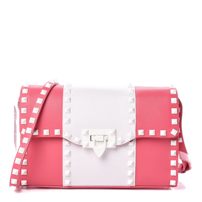 Valentino Garavani Vitello Colorblock Medium Free Rockstud Flip Lock Crossbody Bag Shadow Pink Optic White 1 of 10