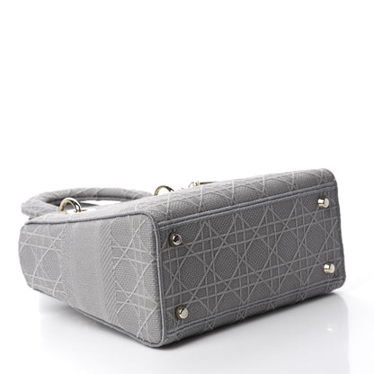 Christian Dior Canvas Embroidered Cannage Medium Lady D-Lite Gray 4 of 9