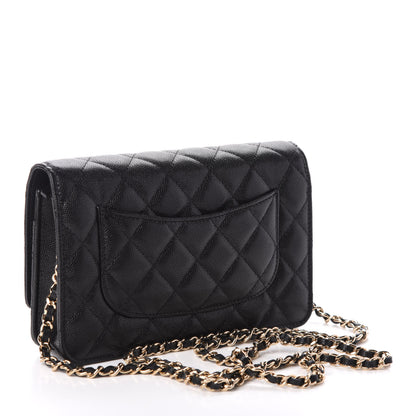 Chanel Caviar Quilted French New Wave Chain CC Wallet On Chain WOC Black 3 of 10