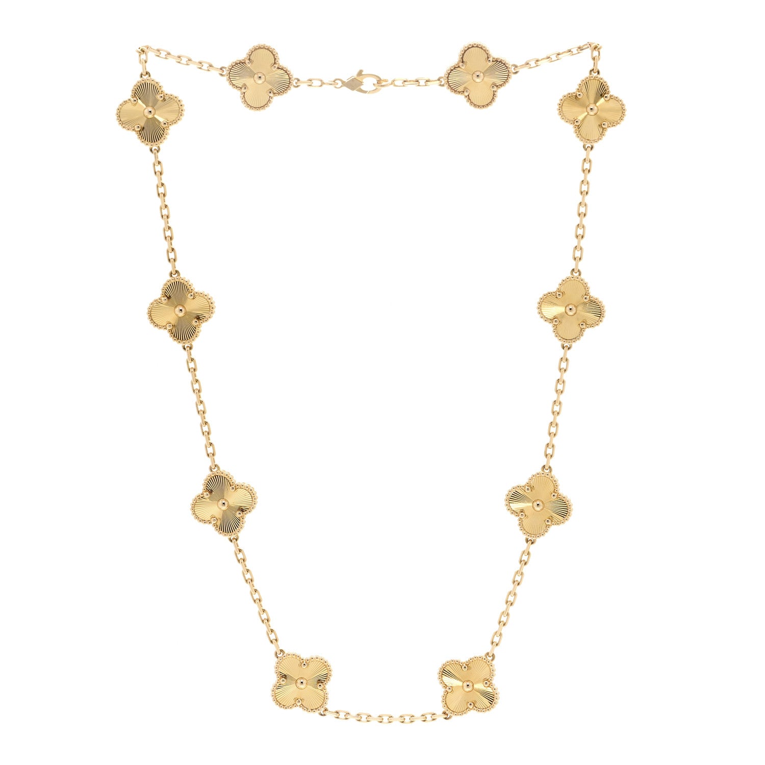 Van Cleef & Arpels 18K Yellow Gold 10 Motifs Guilloche Vintage Alhambra Necklace 3 of 7