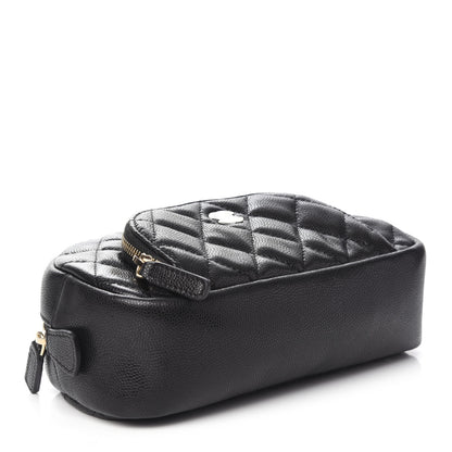 Chanel Caviar Quilted Double Zip Pouch Black 3 of 8