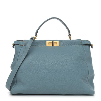 Fendi Cuoio Romano Selleria Large Peekaboo Iconic Satchel Carta Zucchero 1 of 12