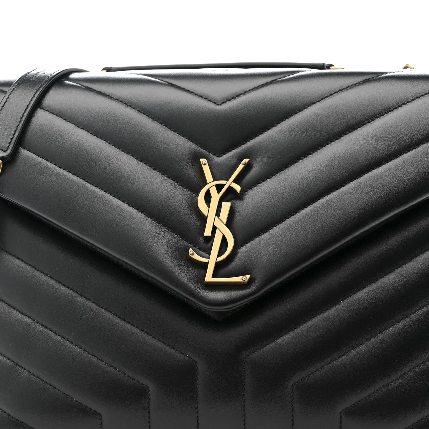 Calfskin Y Quilted Monogram Medium Loulou Chain Satchel Black