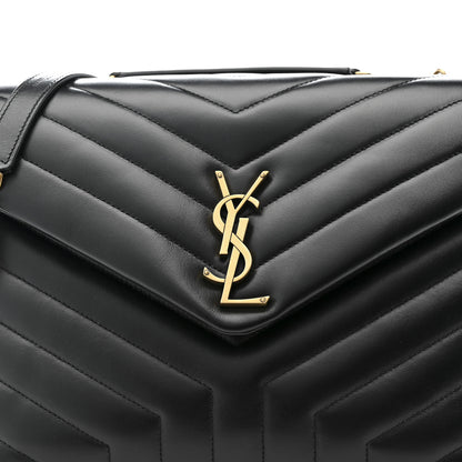 Saint Laurent Calfskin Y Quilted Monogram Medium Loulou Chain Satchel Black 10 of 12